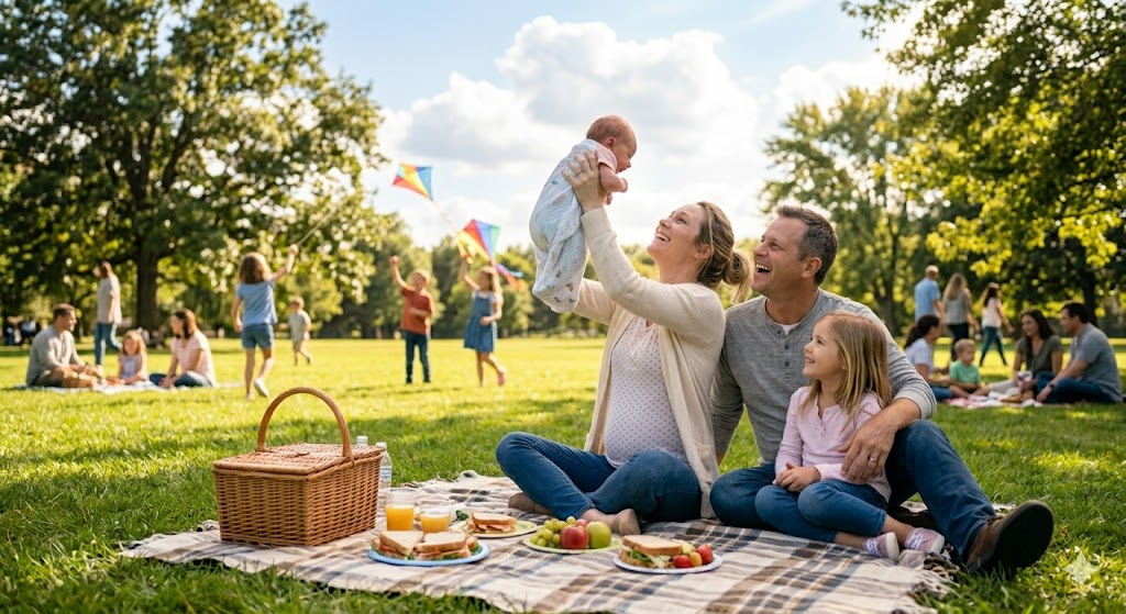 Happy family celebrating early ultrasound gender predictions from the Ramzi Theory Website
